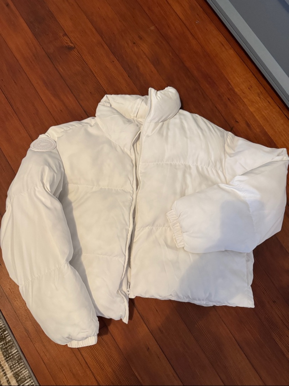 Fabletics White Cropped Puffer